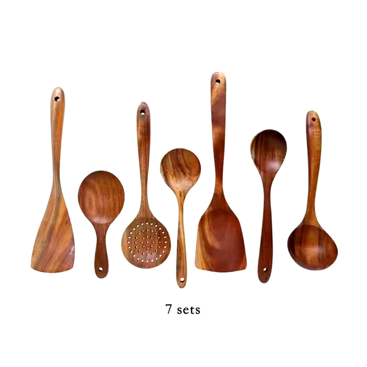 Teak Wooden Kitchen Utensil Set with Holder