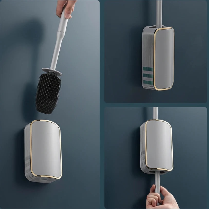 Wall-Mounted Silicone Toilet Brush – Quick-Dry Bathroom Cleaning Brush