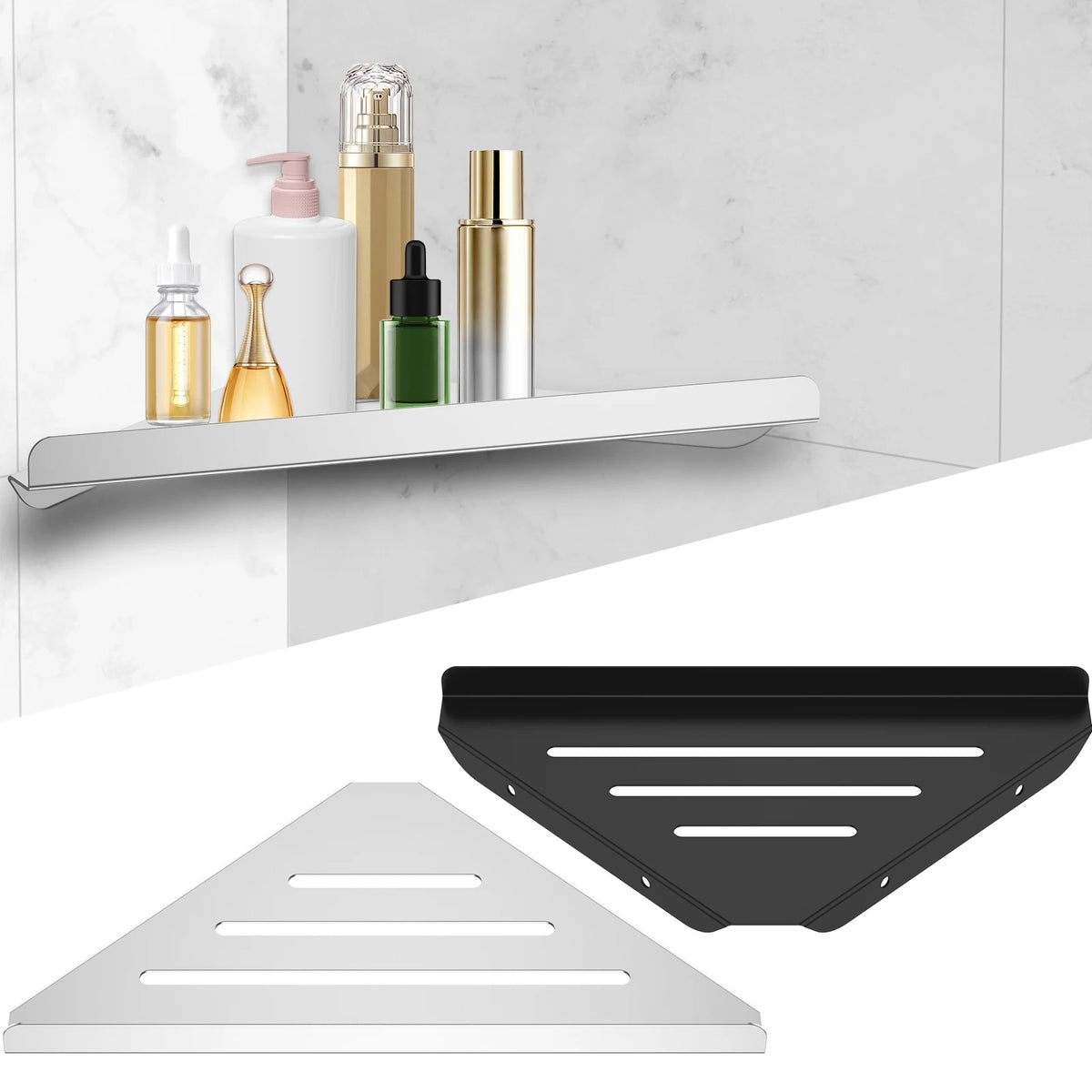 Modern No-Drill Shower Corner Shelf