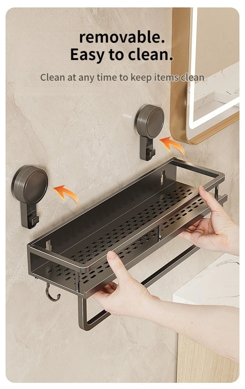 No-Drill Aluminium Bathroom Shower Storage Shelf