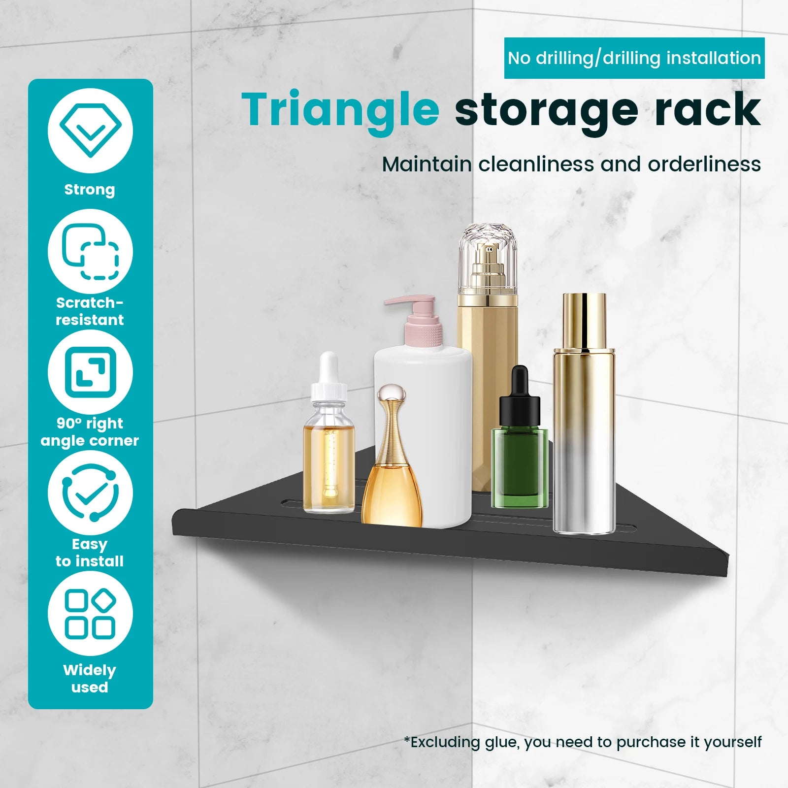 Modern No-Drill Shower Corner Shelf