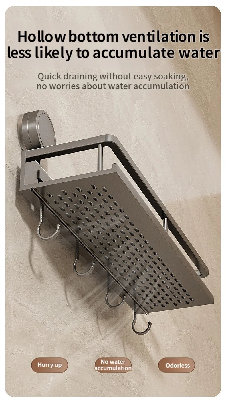 No-Drill Aluminium Bathroom Shower Storage Shelf