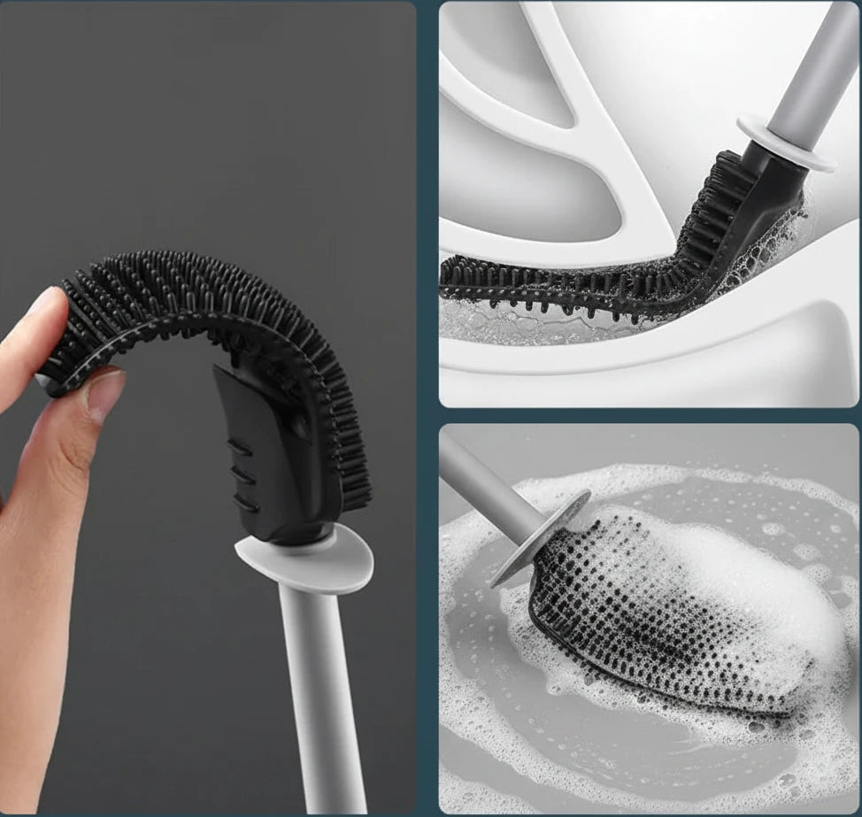 Wall-Mounted Silicone Toilet Brush – Quick-Dry Bathroom Cleaning Brush