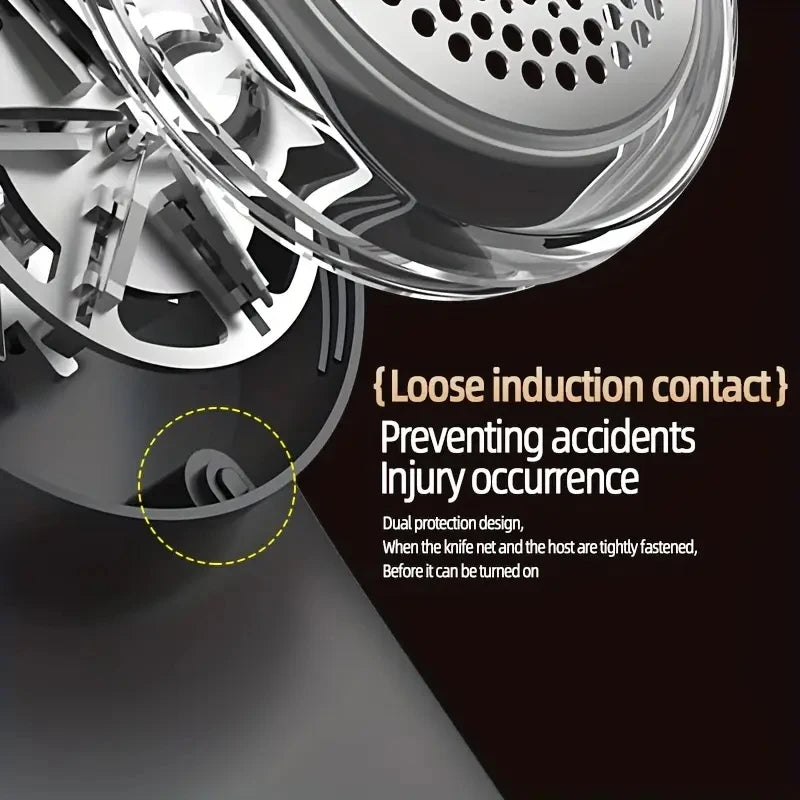 Close-up of dual protection design in fabric shaver preventing accidents