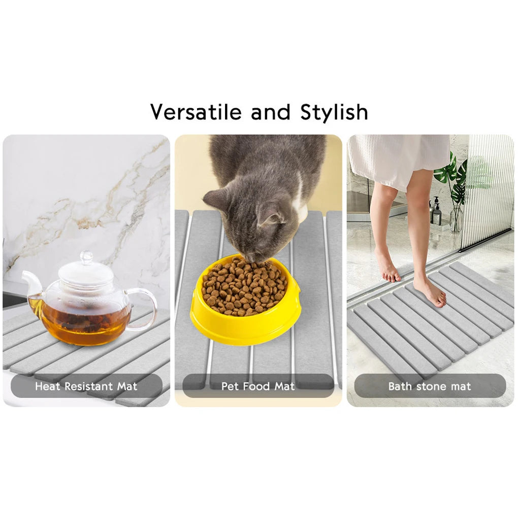 Diatomite mat used as heat resistant mat, pet food mat, and bath stone mat
