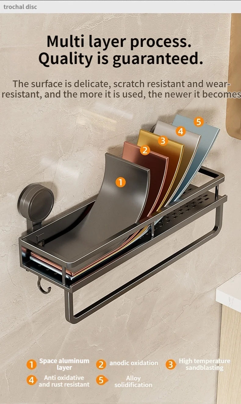 No-Drill Aluminium Bathroom Shower Storage Shelf