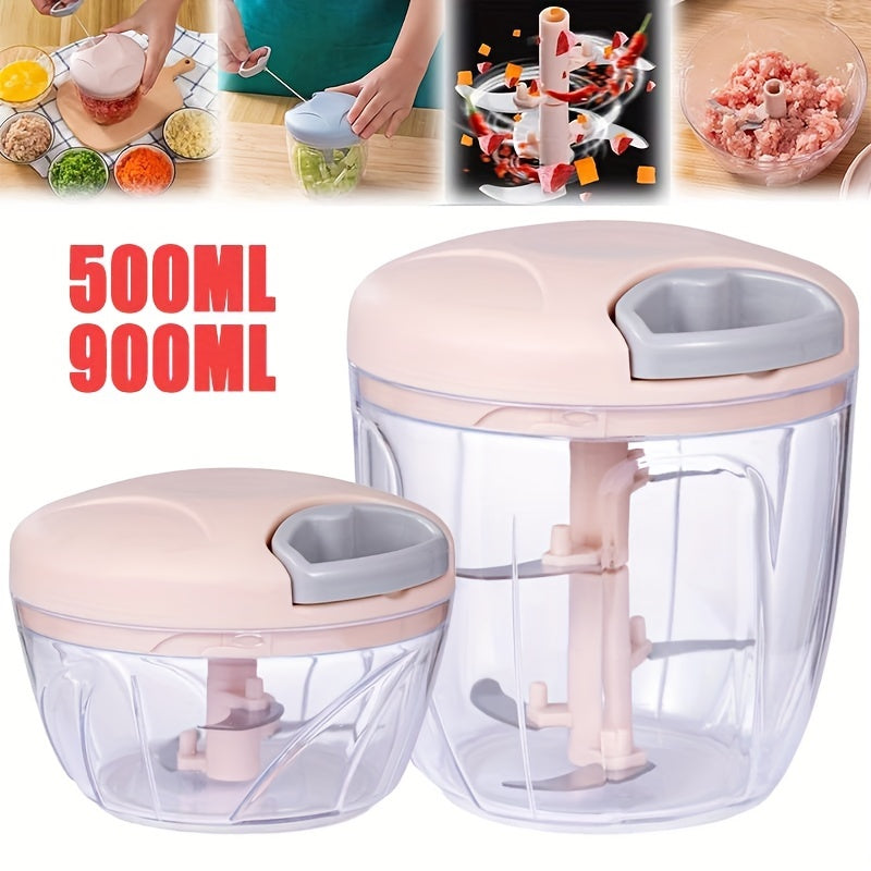 500ml and 900ml manual food chopper sizes in pink