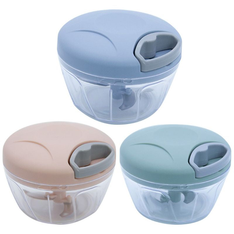 500ml manual food chopper in blue, pink and green