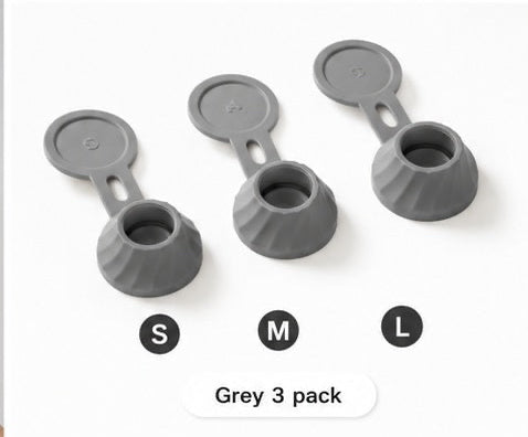 Grey inverted bottle caps in small medium and large sizes
