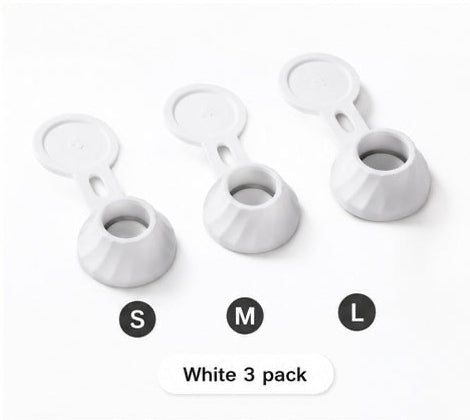 White inverted bottle caps in small medium and large sizes